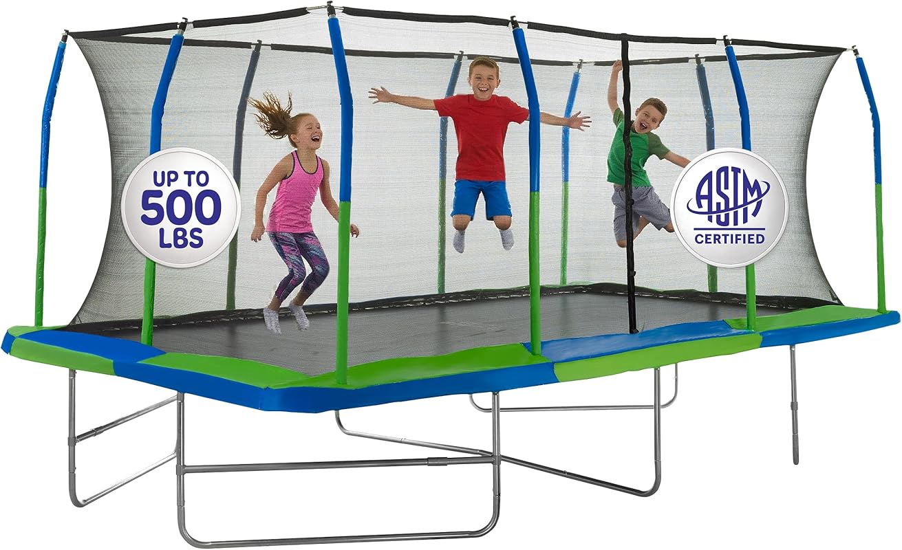 Upper Bounce Rectangle Trampoline Enclosure High Weight Capacity 500 lbs